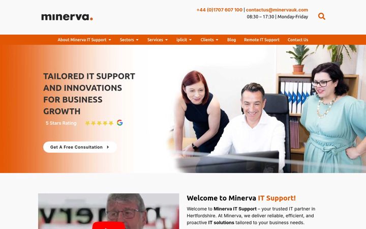 Screenshot of minervauk.com