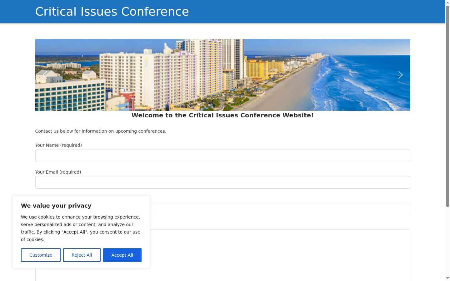 Screenshot of the consent banner shown before any interaction