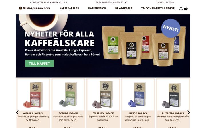 Screenshot of minespresso.com