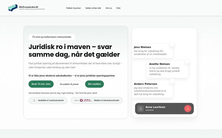 Screenshot of minfirmaadvokat.dk