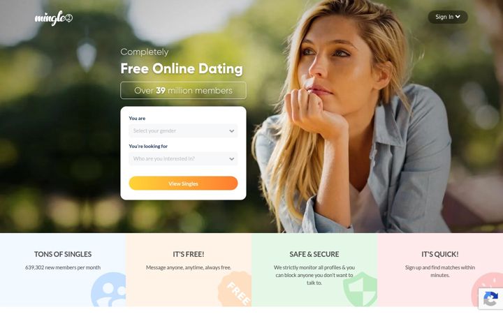 Captura de pantalla de mingle2.com