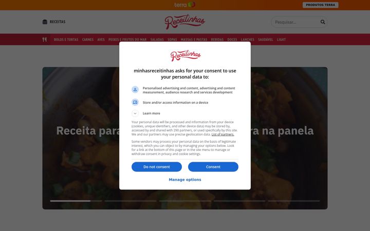 Screenshot of minhasreceitinhas.com.br