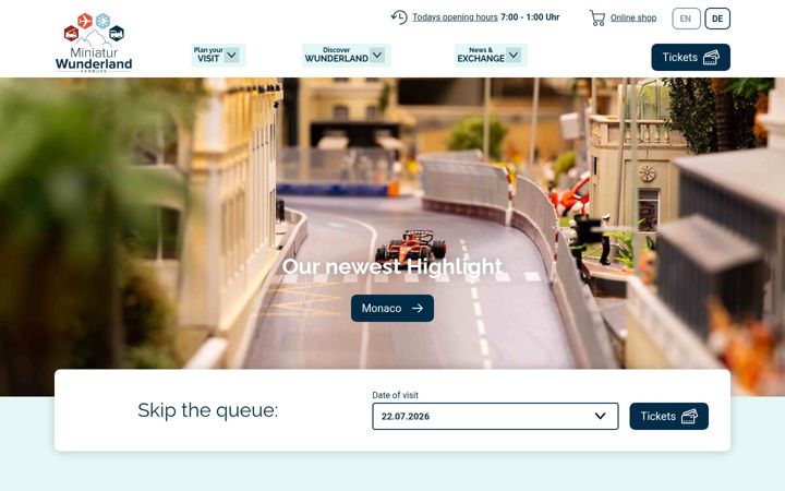 Screenshot of miniatur-wunderland.com