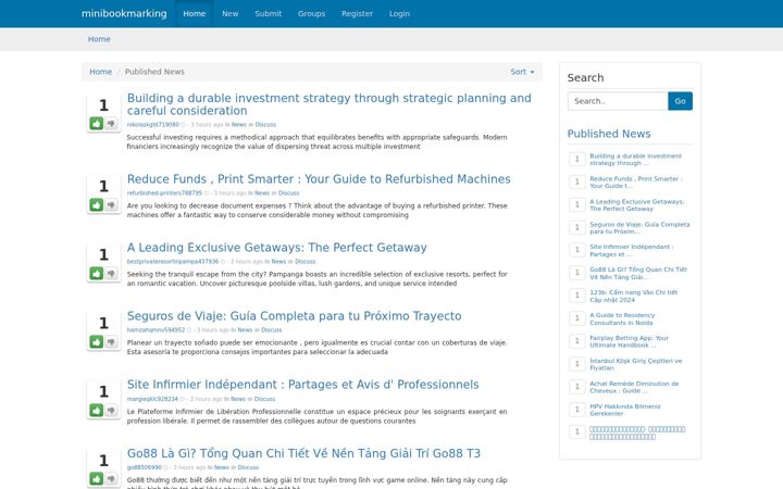 Screenshot of minibookmarking.com