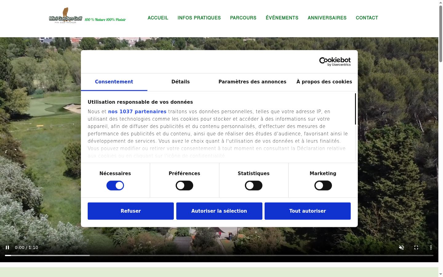 Captura de pantalla del banner de consentimiento mostrado antes de cualquier interacción