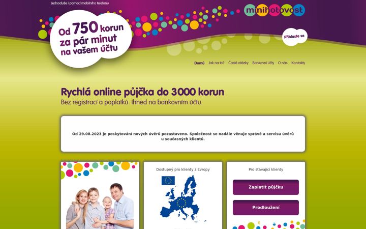 Screenshot of minihotovost.cz