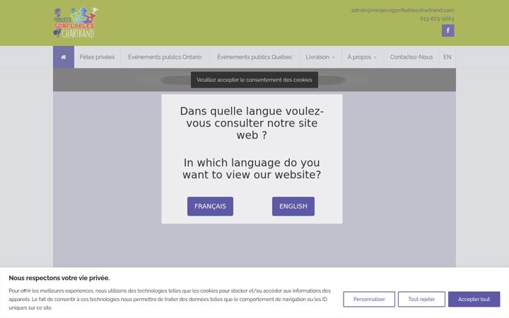 Screenshot of minijeuxgonflableschartrand.com