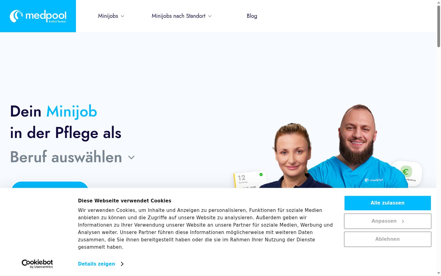 Screenshot del banner di consenso mostrato prima di qualsiasi interazione