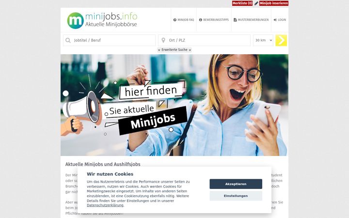Screenshot of minijobs.info