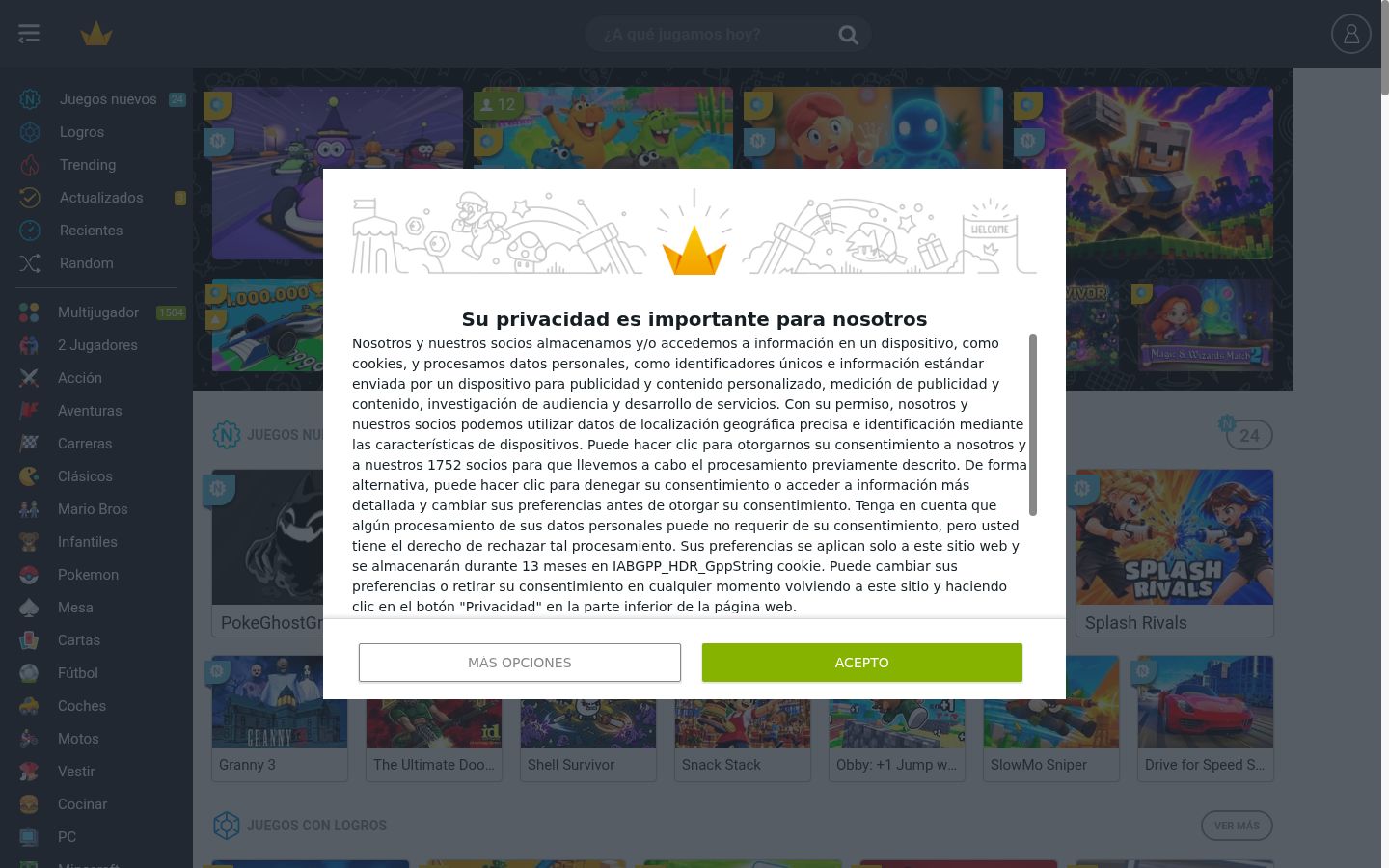 Screenshot del banner di consenso mostrato prima di qualsiasi interazione