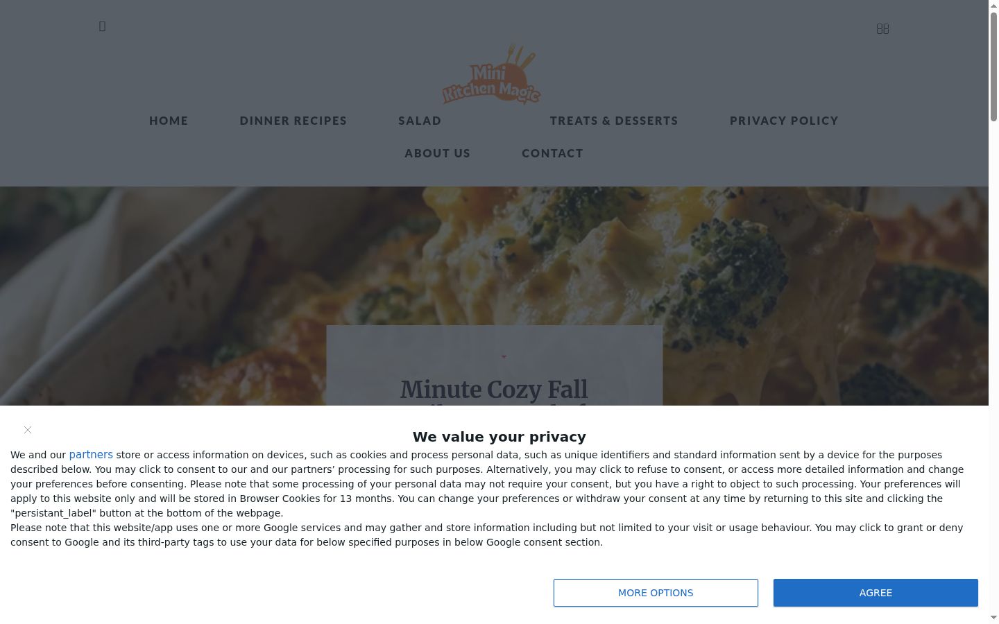 Screenshot del banner di consenso mostrato prima di qualsiasi interazione