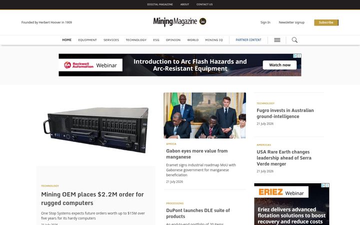 Screenshot of miningmagazine.com