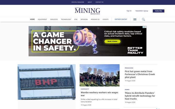 Screenshot of miningmonthly.com
