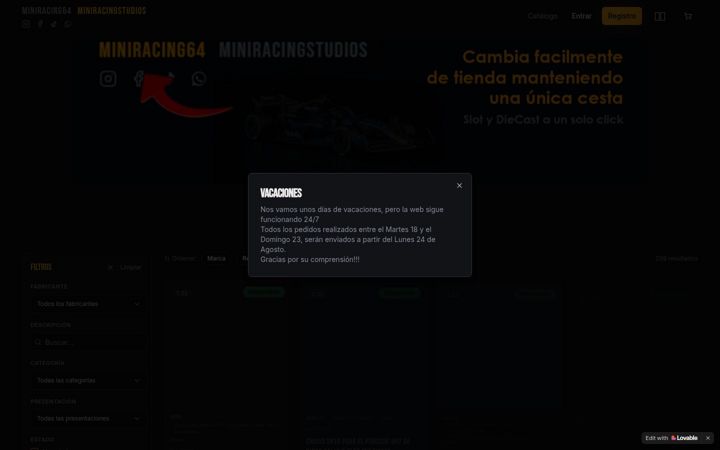 Screenshot of miniracingstudios.com