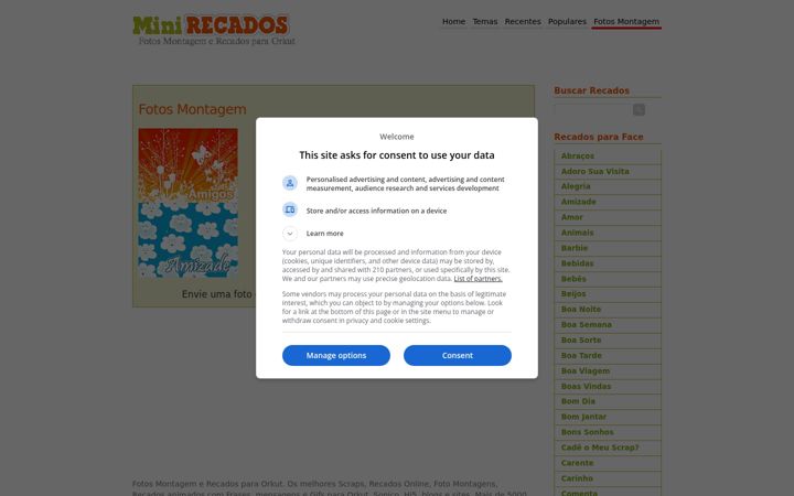 Screenshot of minirecados.com