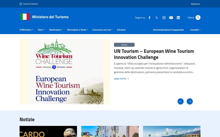 Screenshot of ministeroturismo.gov.it