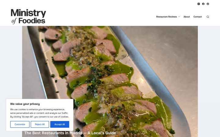 Screenshot of ministryoffoodies.com