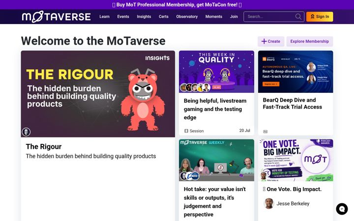 Screenshot ta' ministryoftesting.com