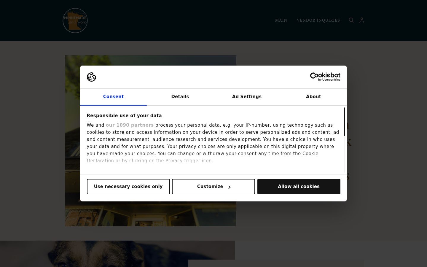 Sutikimo reklamjuostės, rodytos prieš bet kokią sąveiką, ekrano kopija