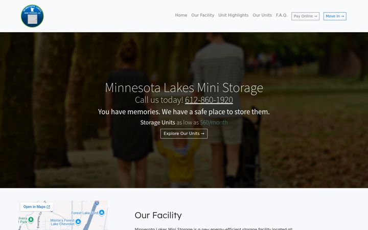 Screenshot of minnesotalakesministorage.com