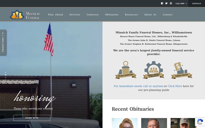 Screenshot of minnichfuneral.com