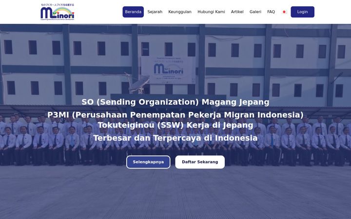 Screenshot of minori.co.id