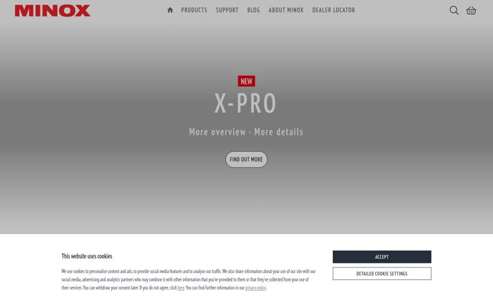 Screenshot of minox-optics.com