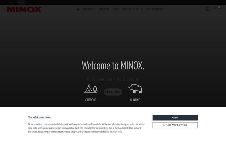 Screenshot of minox.com
