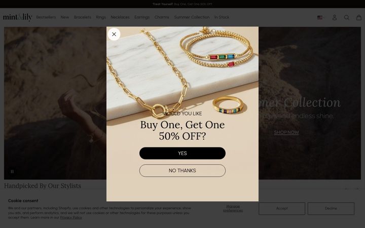 Screenshot of mintandlily.com