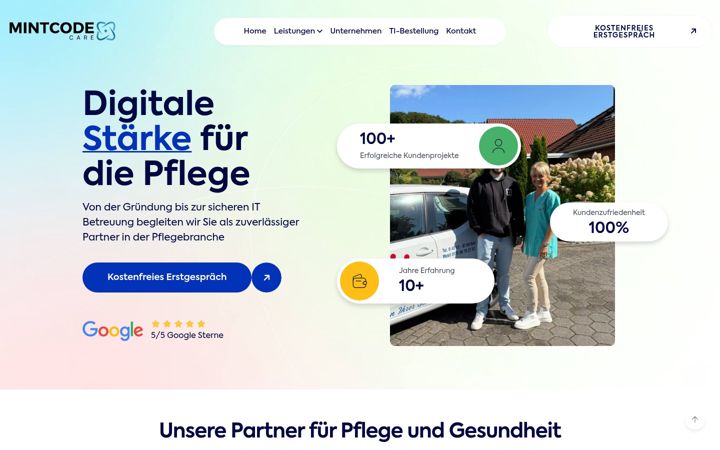 Skærmbillede af mintcode-care.de