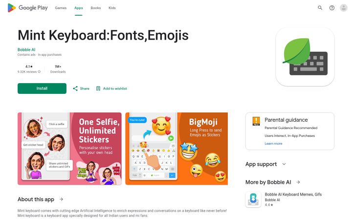 Kuvakaappaus sivustosta mintkeyboard.com