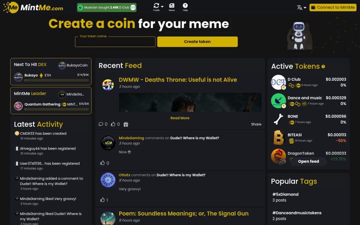 Screenshot of mintme.com