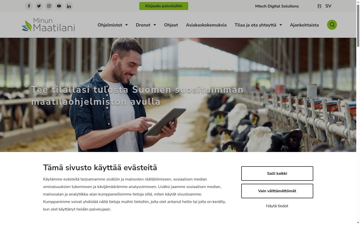 Ekrānuzņēmums ar piekrišanas baneri, kas tika rādīts pirms jebkādas mijiedarbības