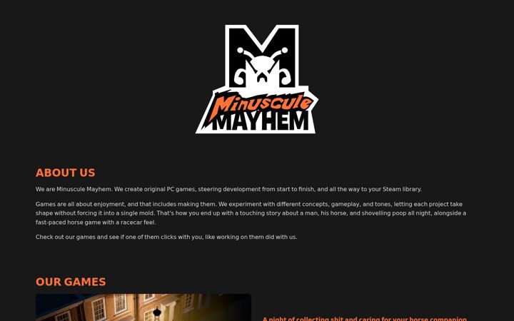 Screenshot of minusculemayhem.com