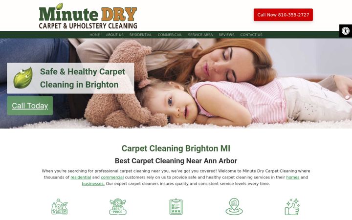 Screenshot of minutedrycarpetcleaning.com