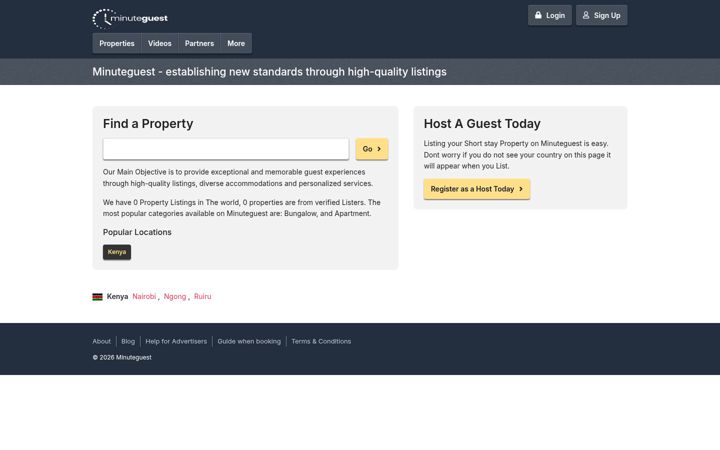 Screenshot of minuteguest.com
