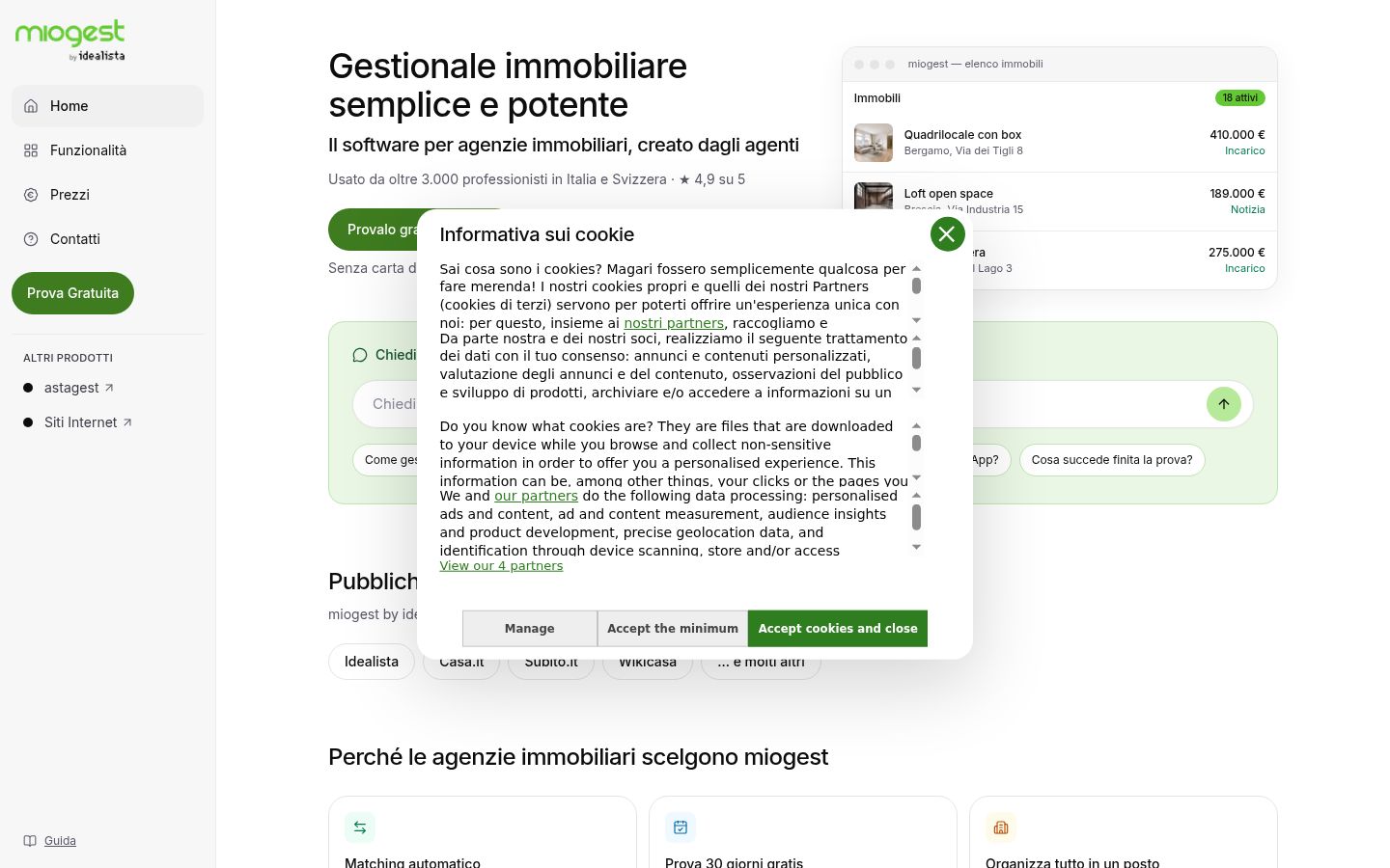 Screenshot des Einwilligungsbanners vor jeglicher Interaktion