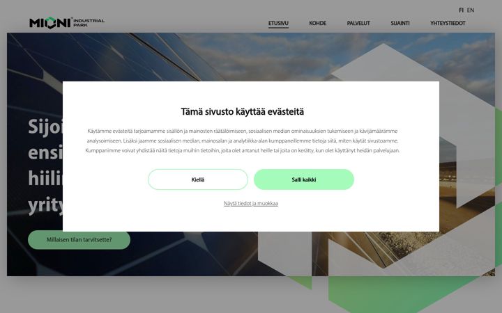 Screenshot van mioni.fi