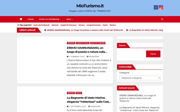 Kuvakaappaus sivustosta mioturismo.it