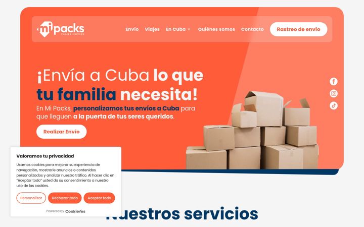 Screenshot of mipacks.com