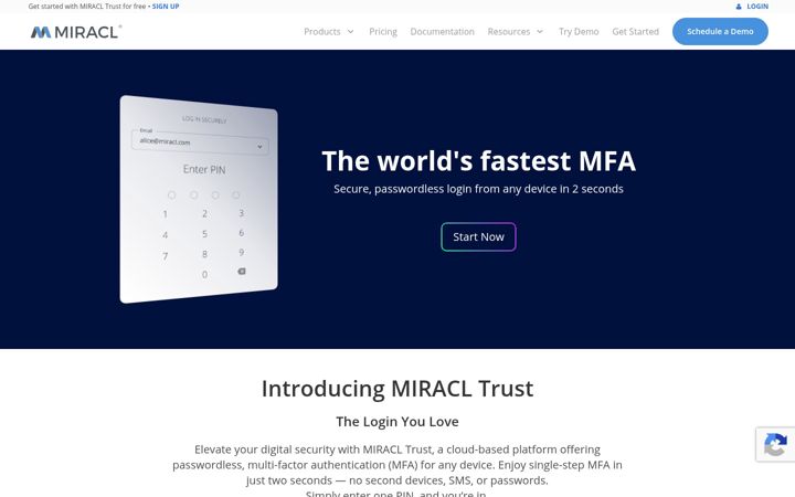 Screenshot of miracl.com