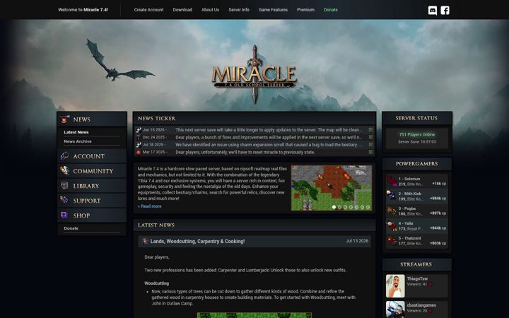 Screenshot of miracle74.com