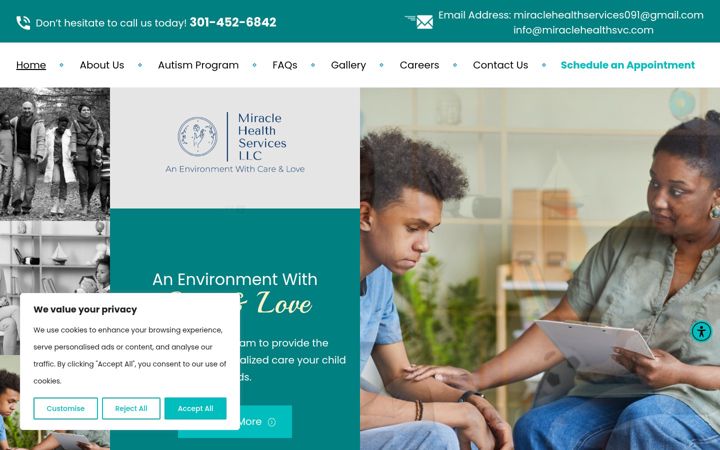 Screenshot of miraclehealthsvc.com
