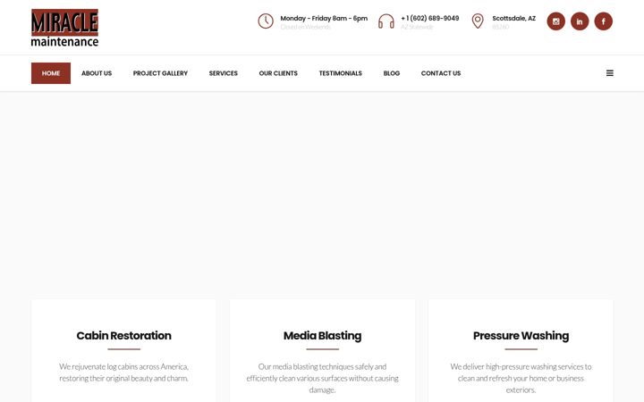Screenshot of miraclemaintenance.com