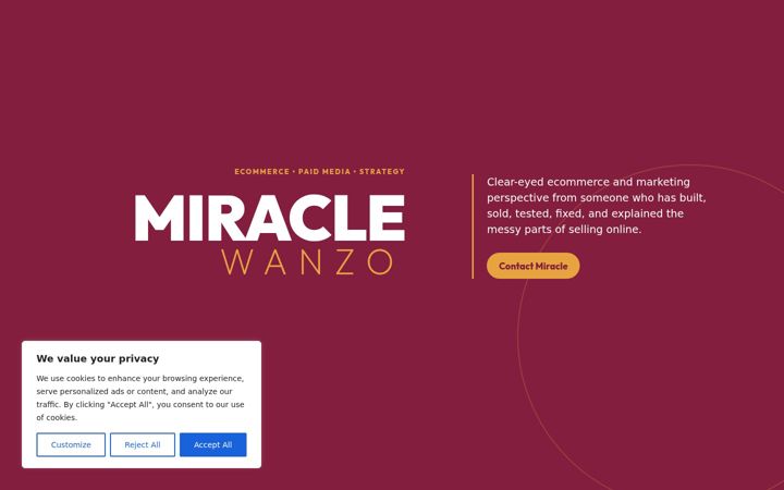 Screenshot of miraclewanzo.com