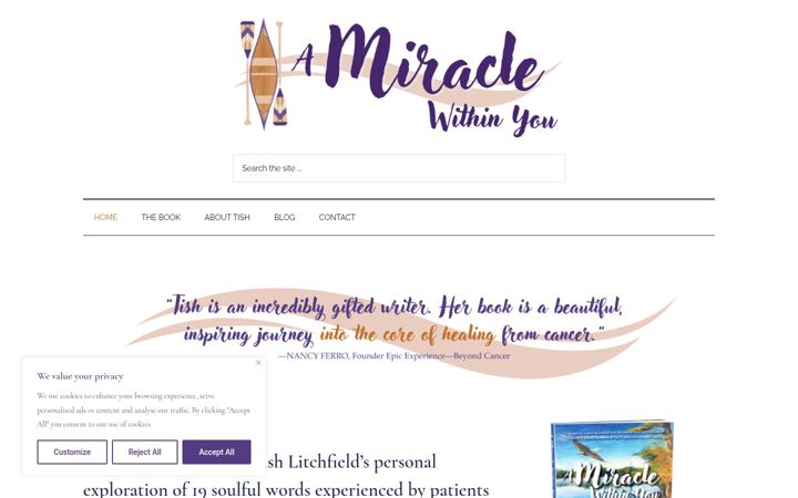 Screenshot of miraclewithinyou.com