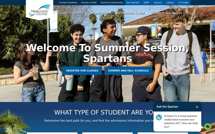 Screenshot of miracosta.edu