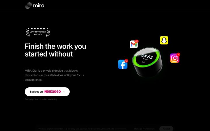 Screenshot of miradial.com