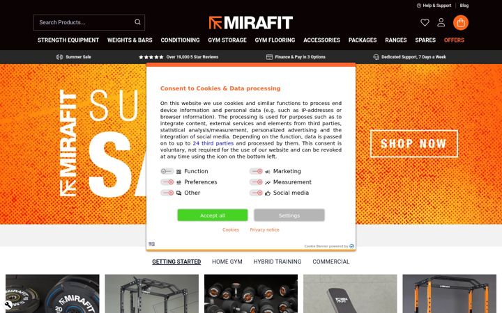 Screenshot of mirafit.co.uk