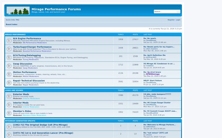 Screenshot of mirageforums.net